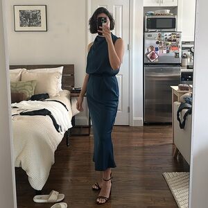 Blue “Silk” Sleeveless Dress